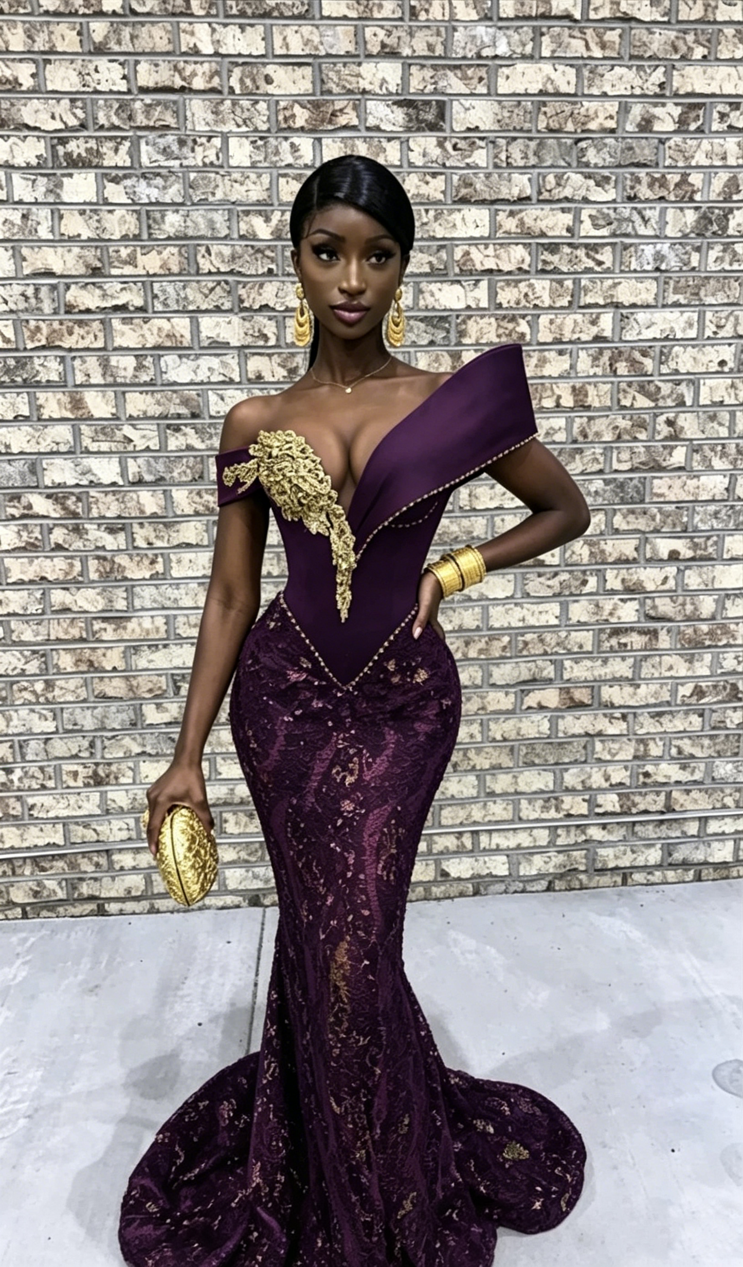 Burgundy African Mermaid Prom Dress Long Evening Dress Y6520