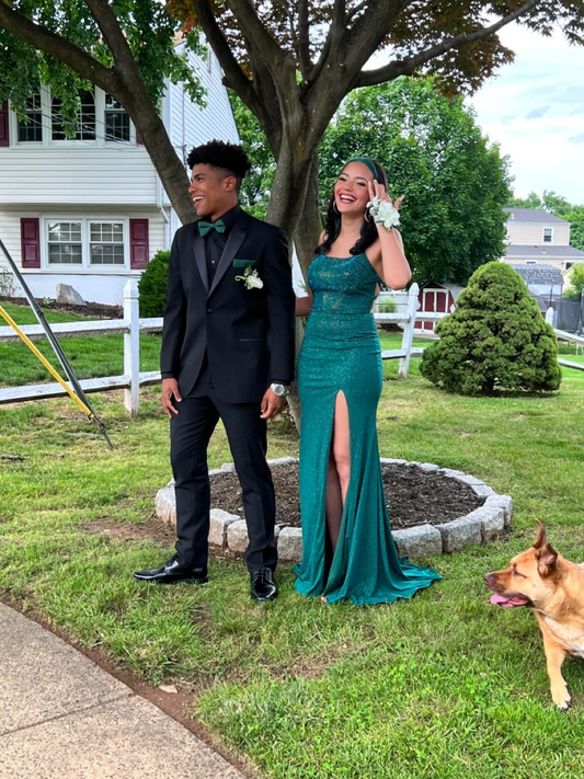 Elegant Green Sheath Prom Dress With Split Y5781