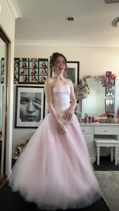 Sweet Strapless Pink Satin Tulle Sequin A Line Long Party Dress SP4215
