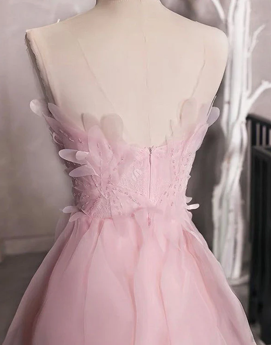 Elegant Pink Strapless A-Line Homecoming Dress Birthday Outfits Y8826
