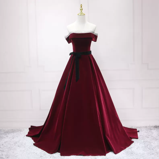 Elegant Burgundy Prom Dress Simple Prom Dress s21