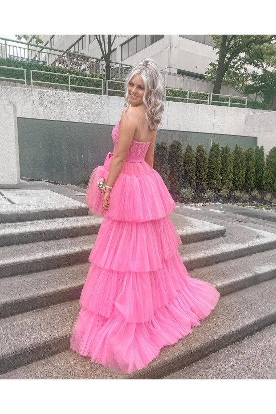 High Low Tulle and Lace Prom Dress Formal Evening Gowns Y59