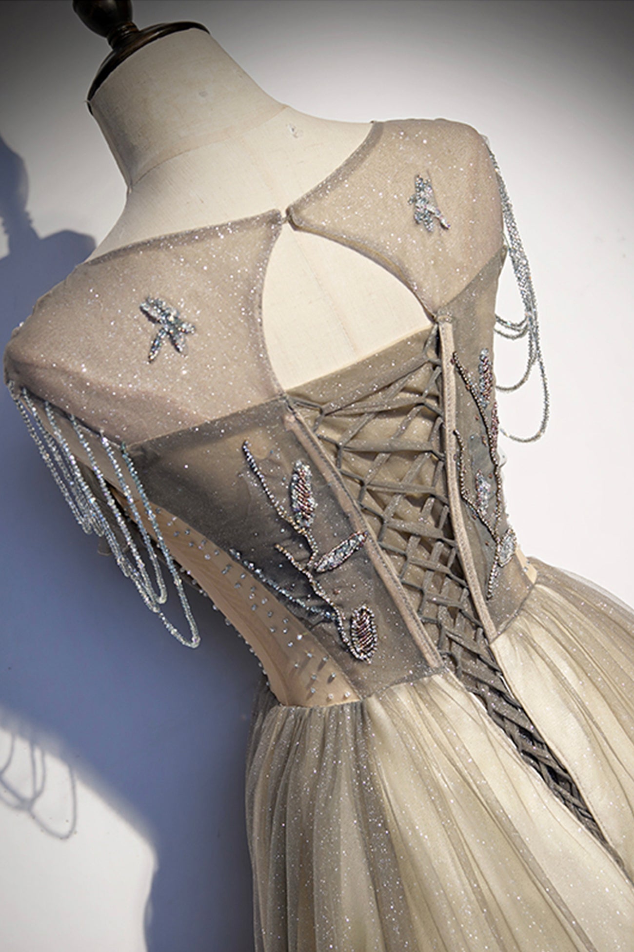 Stylish tulle long prom dress A line evening dress s108