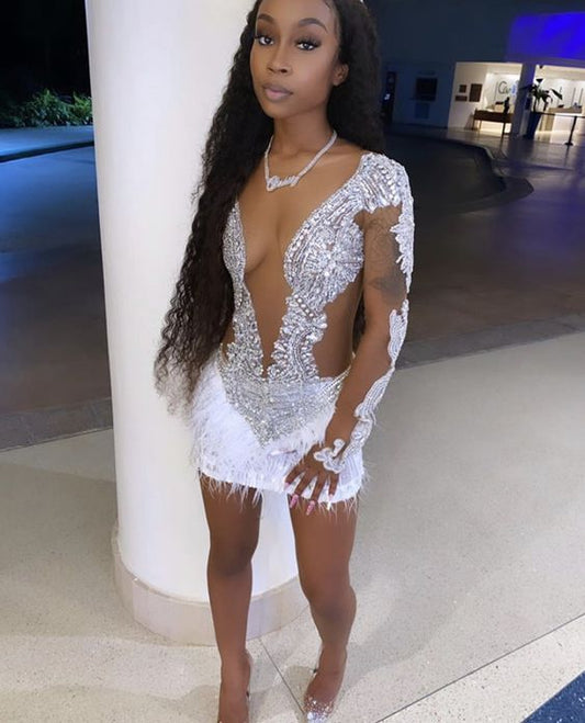 21th Birthday Outfit Dress Sexy Tight Beaded Dress Mini Homecoming Dress Y780