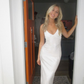 Elegant White V Neck Prom Dress,Sorority Formal Dress Y7437