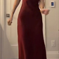 Modest Mermaid Straps Burgundy Prom Dress Y7123