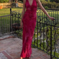 Beautiful Deep V Neck print Sheath Long Prom Dress Party Dress Y7467