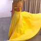 Yellow A-line V Neck Prom Dress,Yellow Bridesmaid Dress Y6074