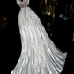 Stylish Silver Gray Spaghetti Straps Satin Pleated Beaded Mermaid Prom Dress Long Evening Dress SP875