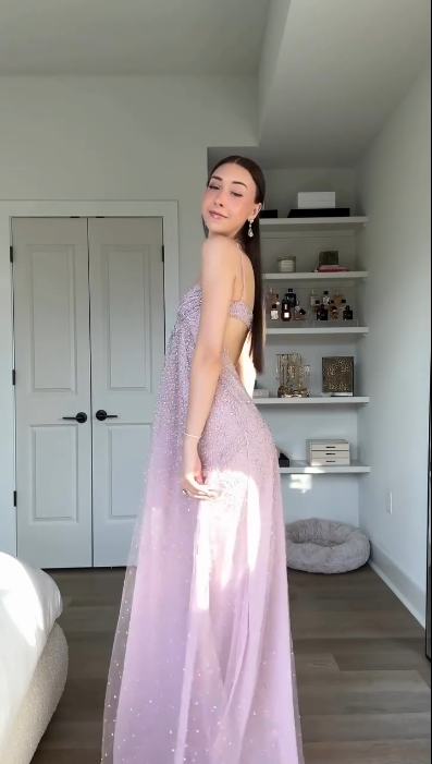 Elegant Spaghetti Straps Pink Tulle Sequin A Line Long Party Dress Prom Gowns SP4271