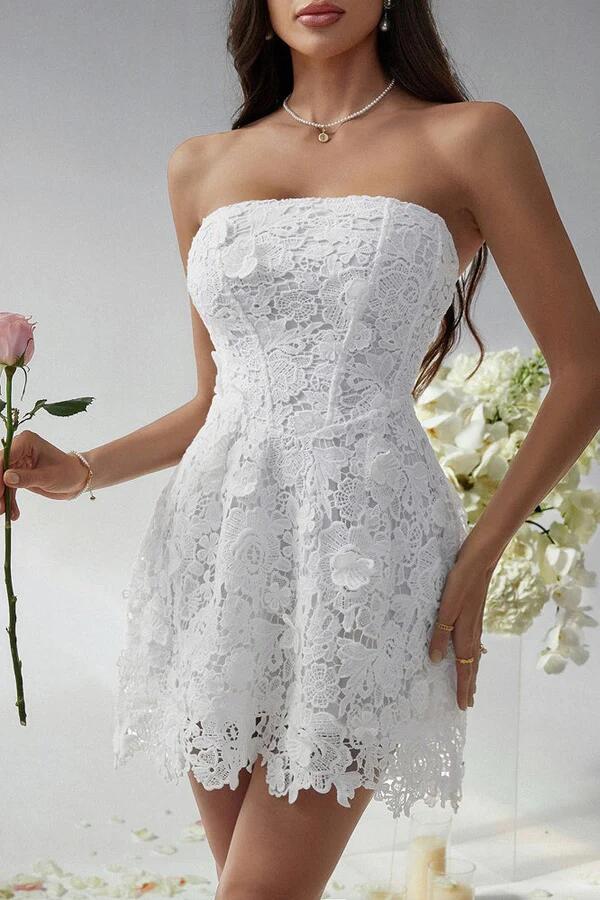 Romantic Strapless  Lace A Line Short Graduation Homecoming Dress Mini 16th Birthday Outfits SP2753