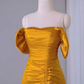 Sheath Off The Shoulder Yellow Pleated Prom Dress Slit Evening Dress Y7598