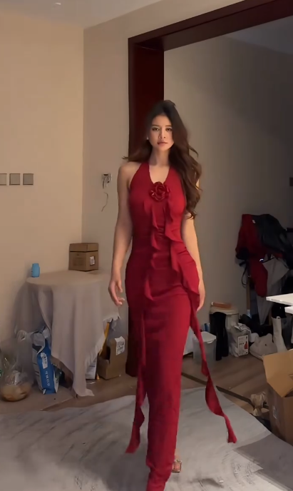 Sexy Burgundy Halter Satin Sheath Long Evening Gown Formal Birthday Dress SP233