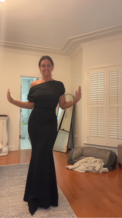 Elegant Black One Shoulder Satin Mermaid Long Party Dress Prom Gowns SP4273