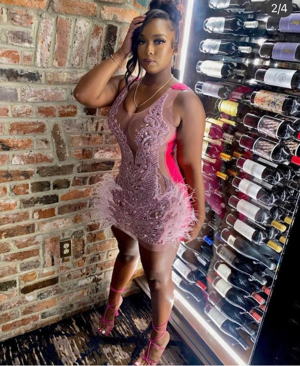 Luxurious Heavy Beaded Pink Homecoming Dress,22th Birthday Outfit Dress Y1828