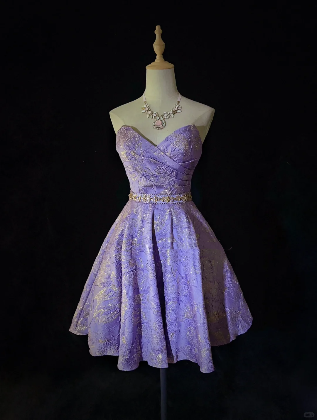 Charming Strapless Purple Satin Floral A Line Short Homecoming Dress Birthday Outfits SP2898