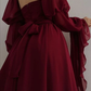 Vintage Romantic A-Line Burgundy Prom Dress Evening Dress Y7583