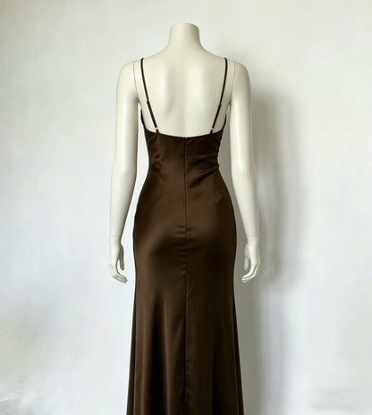 Sexy Brown Long Prom Dress With Split,Black Girls Prom Gown Y4585