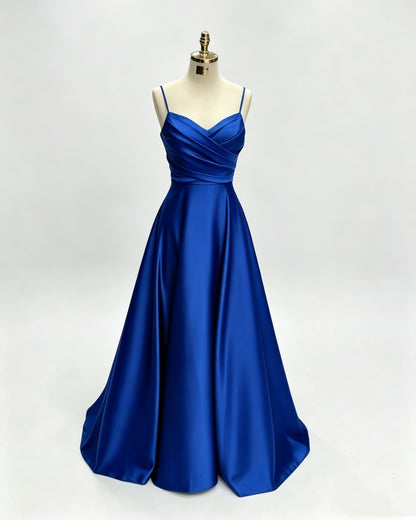 Green Women Satin Cheap Prom Dresses A Line Spaghetti Straps Long Girls Formal Evening Party Gowns Christmas Wears  Y4578