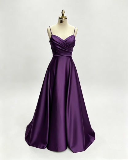 Green Women Satin Cheap Prom Dresses A Line Spaghetti Straps Long Girls Formal Evening Party Gowns Christmas Wears  Y4578