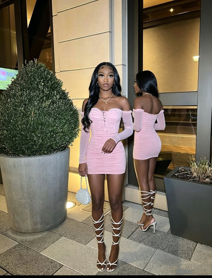 Black Girls 18th Outfit Pink Sexy Homecoming Dress Y22