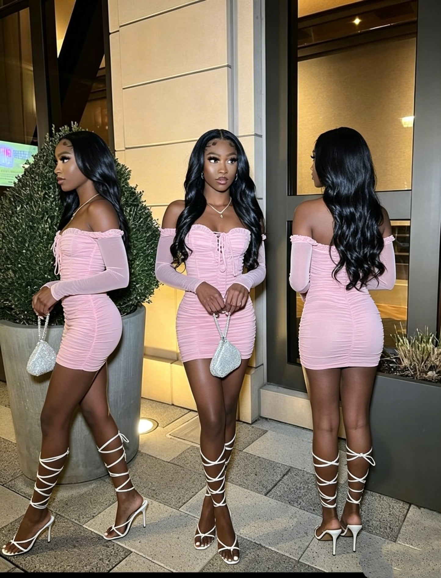 Black Girls 18th Outfit Pink Sexy Homecoming Dress Y22