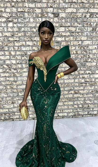 Burgundy African Mermaid Prom Dress Long Evening Dress Y6520