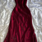 Burgundy Satin Long A Line Prom Dress Evening Dress Y7509