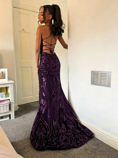 Dark Green V Neck Glitter Mermaid Long Prom Dress Party Dress Y5976