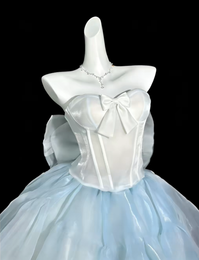 Glamorous Sweetheart Neck Satin Tulle A Line Short Birthday Outfit,Blue Short Homecoming SP3517