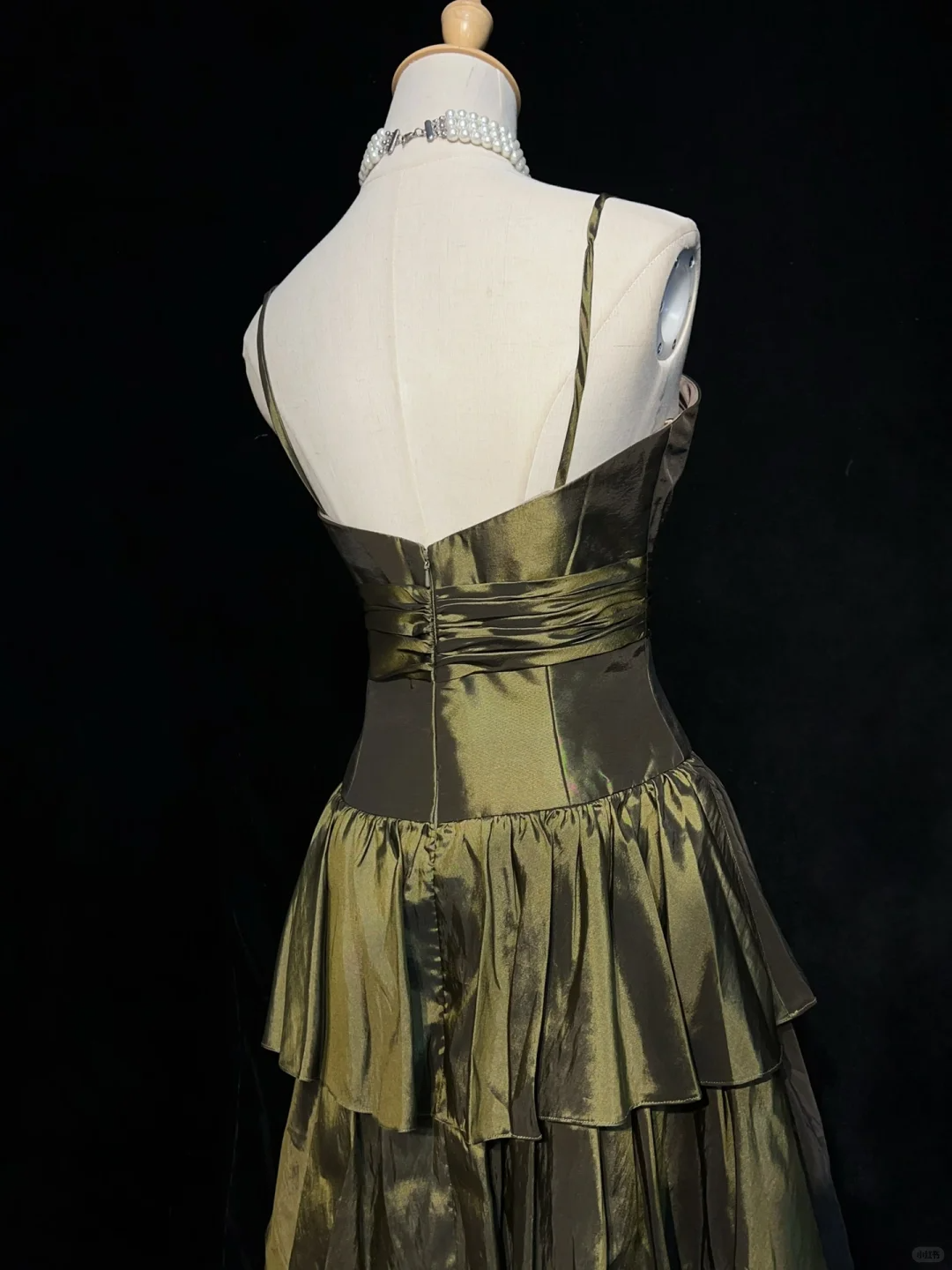 Retro Olive Green Satin A Line Short 9th Grade Homecoming Dress,Spaghetti Straps Mini Cocktail Dress SP2901
