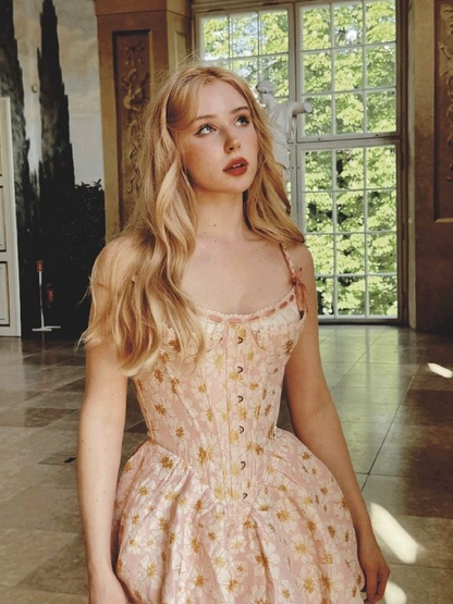 Classy Pink Spaghetti Straps Satin Print Floral Line Graduation Homecoming Dress 19th Birthday Dress Y9810
