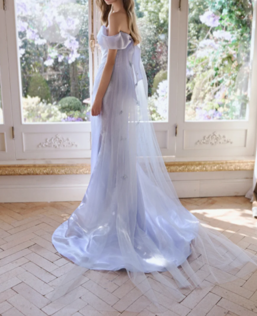 Glamorous Lavender Off The Shoulder Mermaid Long Party Dress Birthday Prom Dresses SP2093
