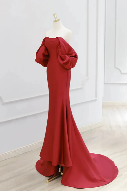 Charming Mermaid Satin Prom Dress,Vintage Evening Dress Y4371
