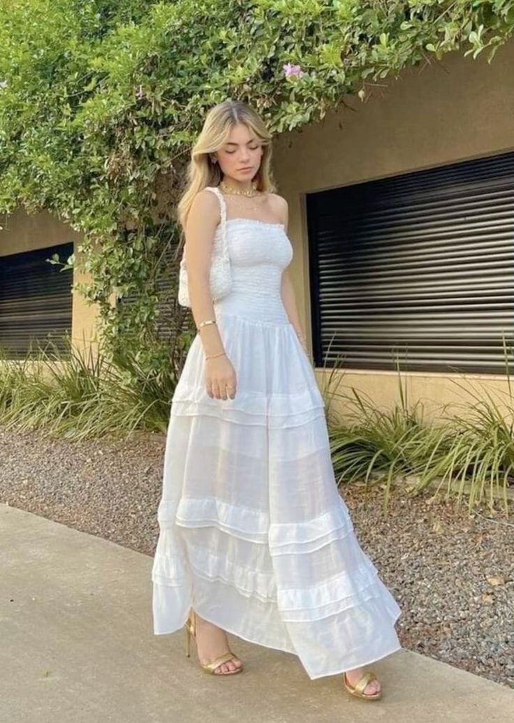 Unique White Long Evening Dress Strapless Layered A Line Party Prom Dress Y7552