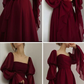 Vintage Romantic A-Line Burgundy Prom Dress Evening Dress Y7583