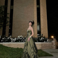 Pretty Strapless Green Satin Beaded Long Prom Dress Formal Brithday Dress Ball Gown Y7533