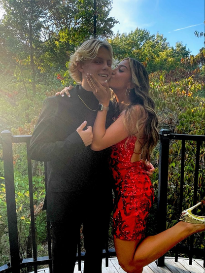 Red Sequins Homecoming Dress,Red Party Dress Y2243