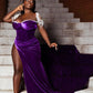 Purple Velvet Evening Dress,Sexy Formal Gown For Black Girls Y1835