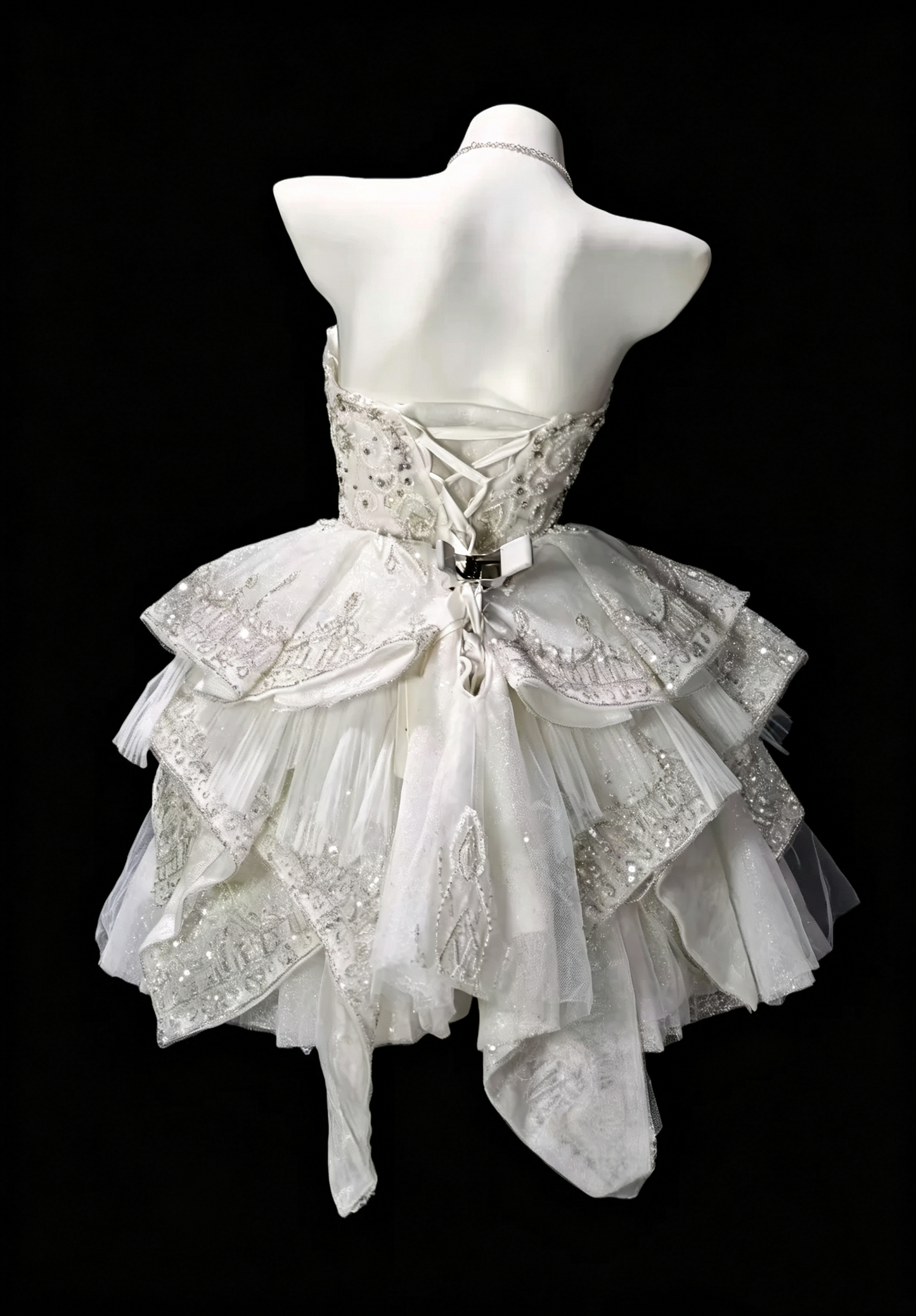 Pretty Strapless White Tulle Beaded A Line Short 8th Grade Homecoming Dress,Formal Mini 15th Birthday Outfits SP3164