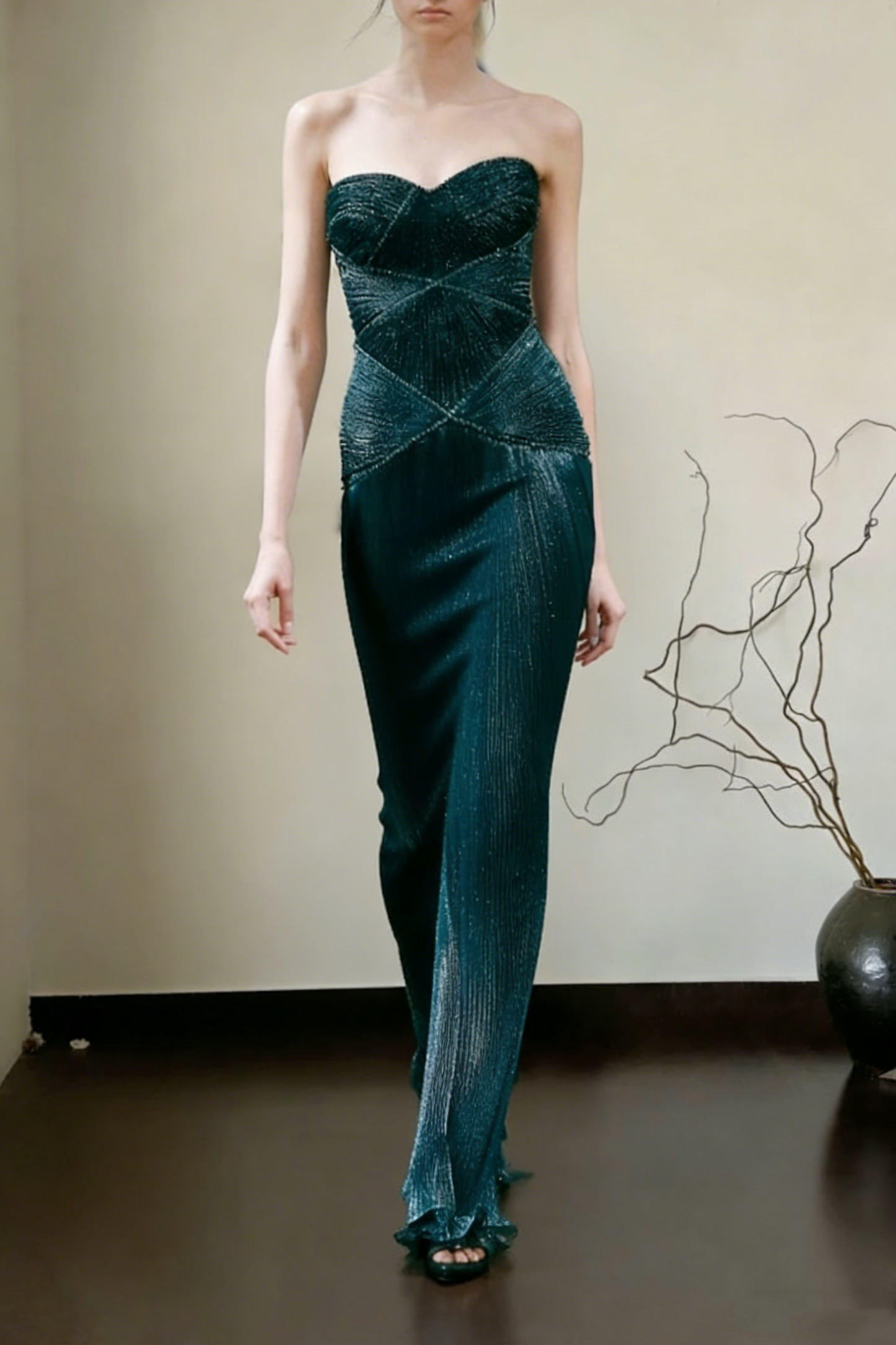 Gorgeous Dark Green Satin Beaded Mermaid Long Birthday Prom Dress Party Dress SP1557