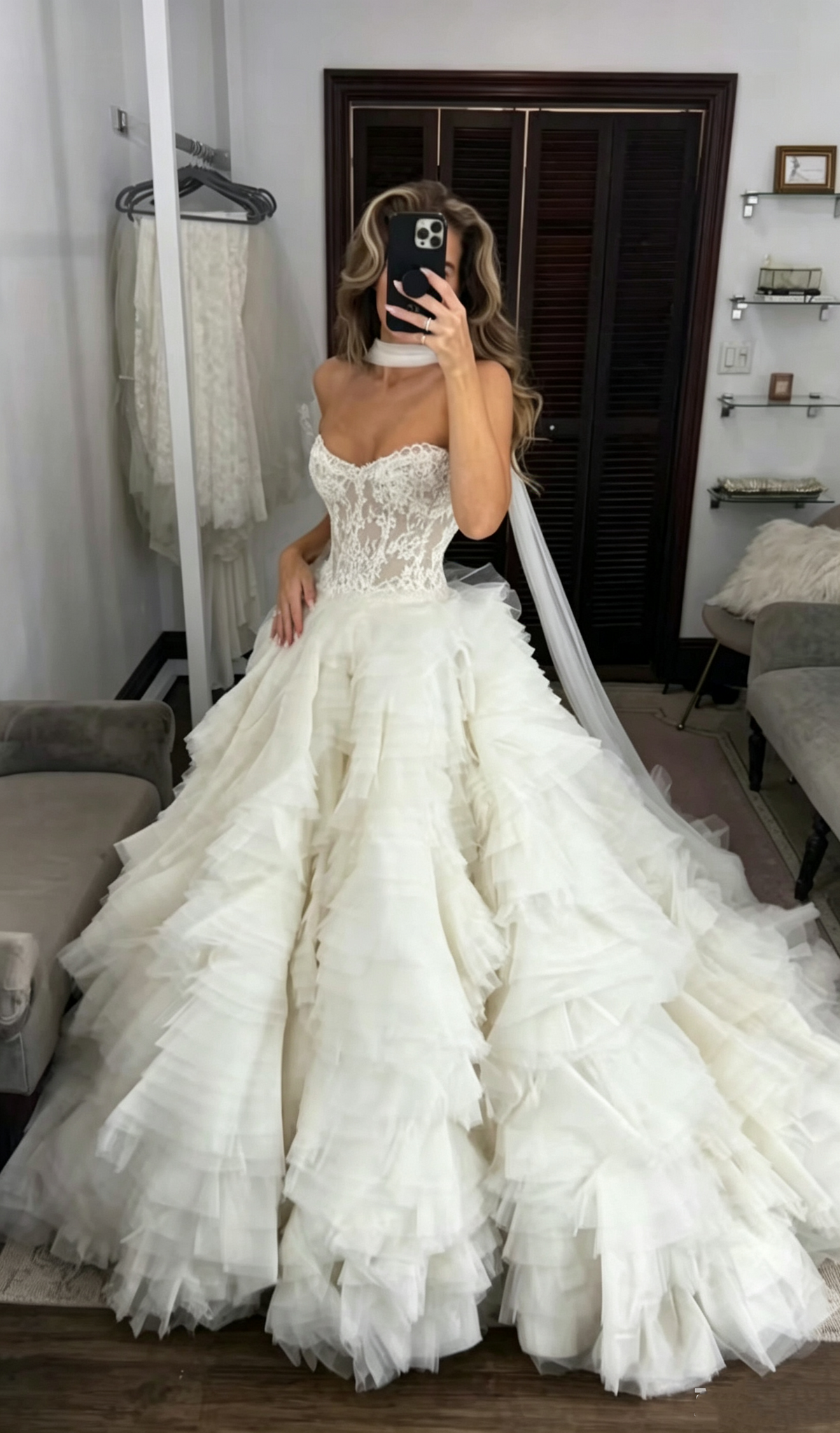 Pretty Sweetheart Neck White Tulle Lace Long Wedding Dress Bridal Gowns SP3625