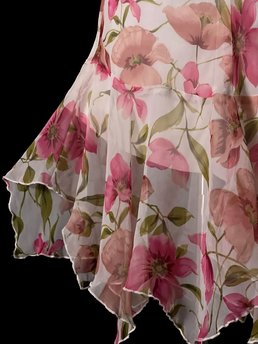 Charming Pink V Neck Chiffon Print Floral Ruffles Mermaid Long Prom Dress Party Dress SP4076
