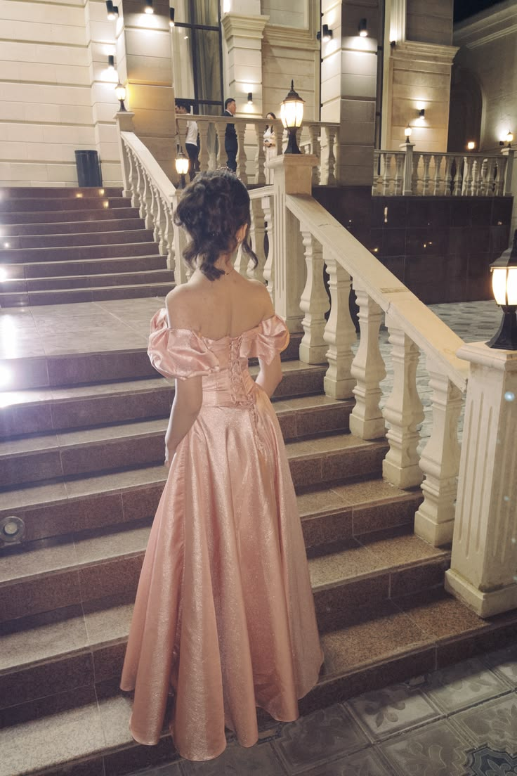 Elegant Pink Satin Long Party Dress Off The Shoulder Long Birthday Prom Dress SP3706