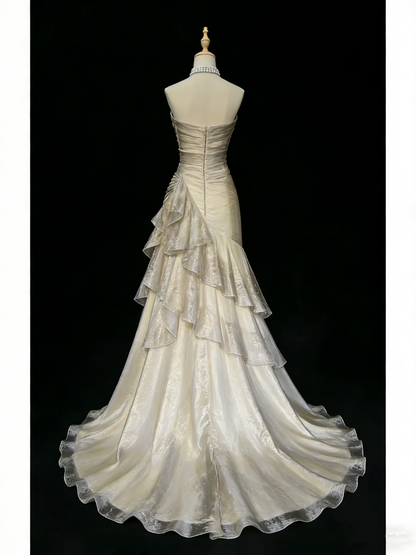 Vintage Ivory Tulle Mermaid Long Evening Dress Birthday Outfits SP941