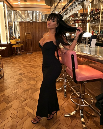 Classy Black Sheath Evening Dress,Slim Prom Gown Y4242
