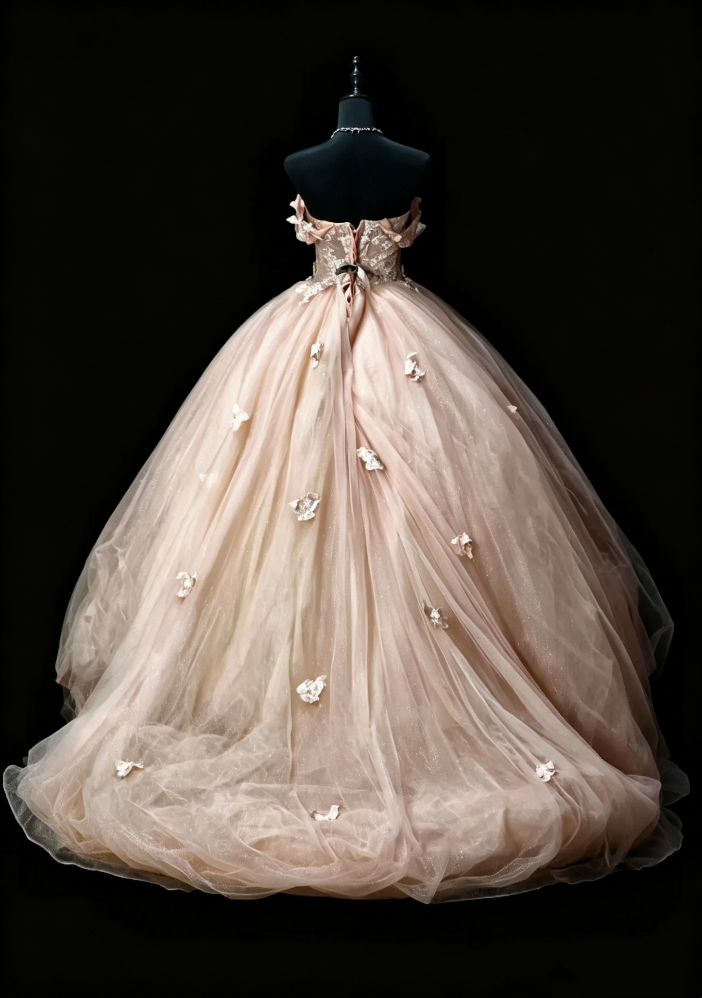 Pretty Light Pink Off The Shoulder Tulle Appliques Quinceanera Dress Sweet 16 Dress SP3170
