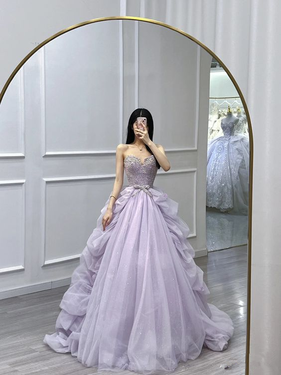 Elegant Purple Sweetheart A-line Prom Dress,Fairy Dress,Purple Princess Dress Y6651