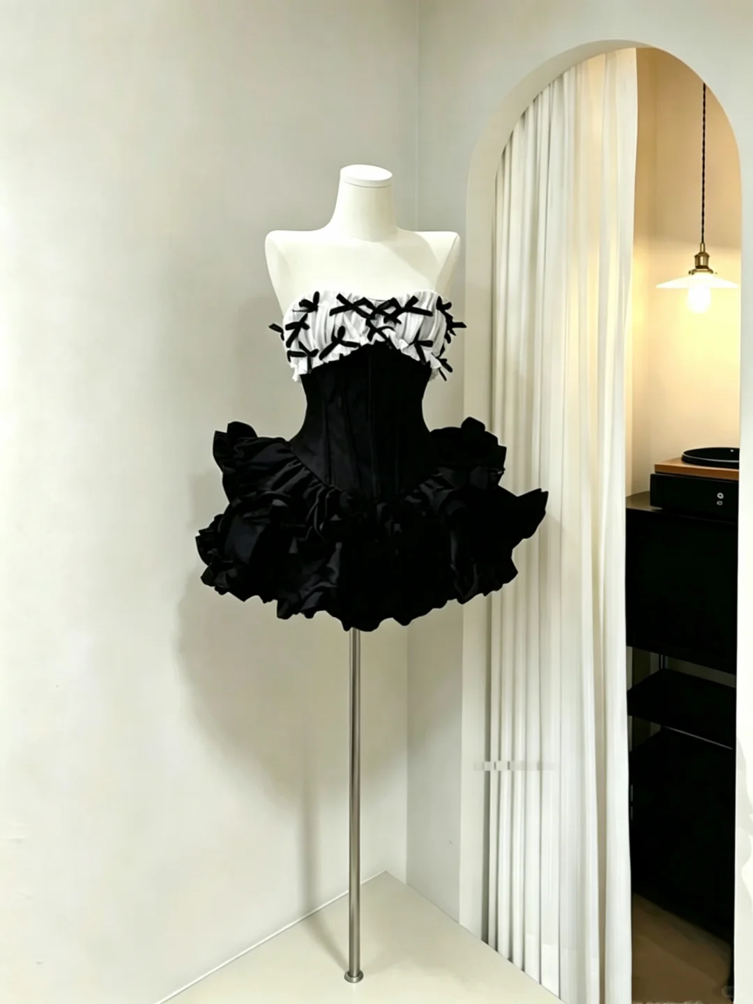 Unique Black Satin Ruffle Pleated A Line Short 6th Grade Homecoming Dress Cocktail Dress SP2624
