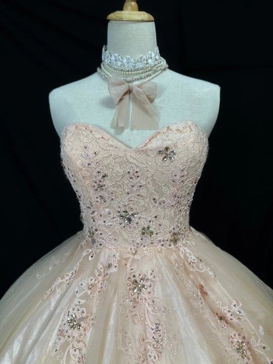 Cute Light Pink Lace Appliques Beaded Short Birthday Dress Sweetheart Neck A Line Homecoming Dress Y8955